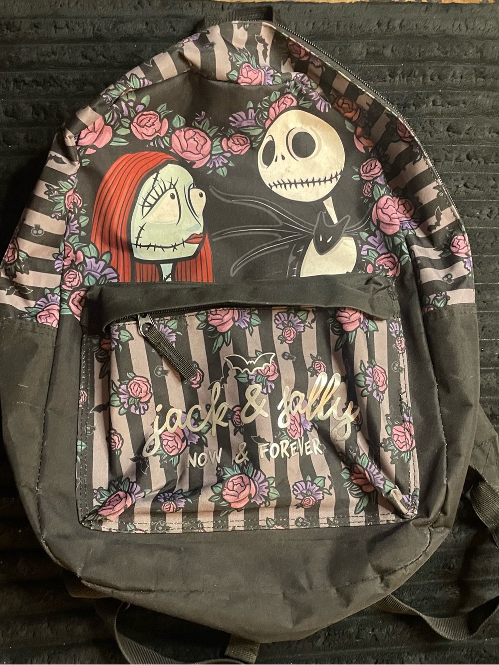 Disney Nightmare Before Christmas Jack Sally Floral Bioworld Mini Backpack